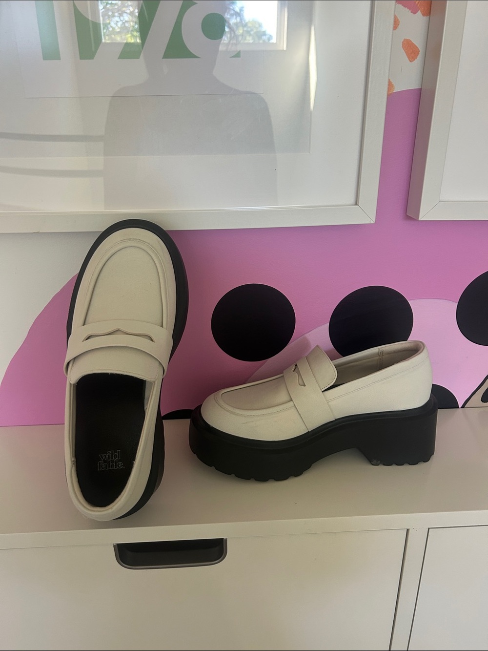 Chunky Platform Penny Loafers in Cream